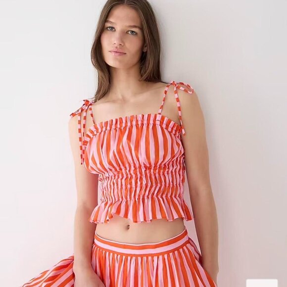 J. Crew Smocked Striped Top - Picture 1 of 4